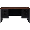 Lorell Fortress Modular Series Double-pedestal Credenza - 60'' x 24'' , 1.1'' Top - 2 x Box, File Drawer(s) - Double Pedestal - Material: Steel - Finish: Walnut Laminate, Black - Scratch Resistant, Stain