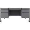 Lorell Fortress Series Mobile Double-Pedestal Teachers Desk - 60'' x 30''29.5'' - Box, File Drawer(s) - Double Pedestal - T-mold Edge - Finish: Gray
