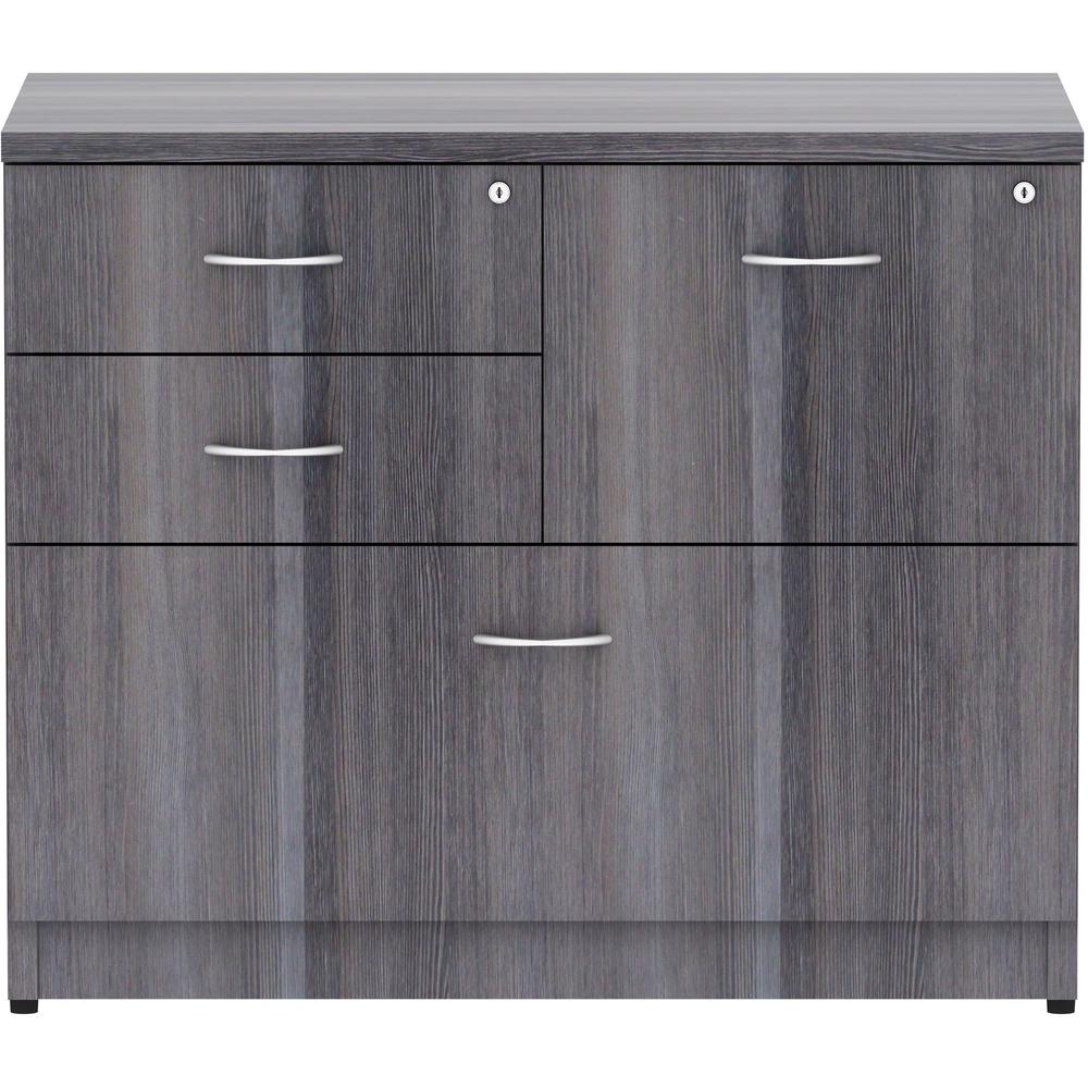Lorell Essentials Series Box/Box/File Lateral File - 35.5'' x 22''29.5'' Lateral File, 1'' Top - 4 x File, Box Drawer(s) - Finish: Weathered Charcoal Laminate