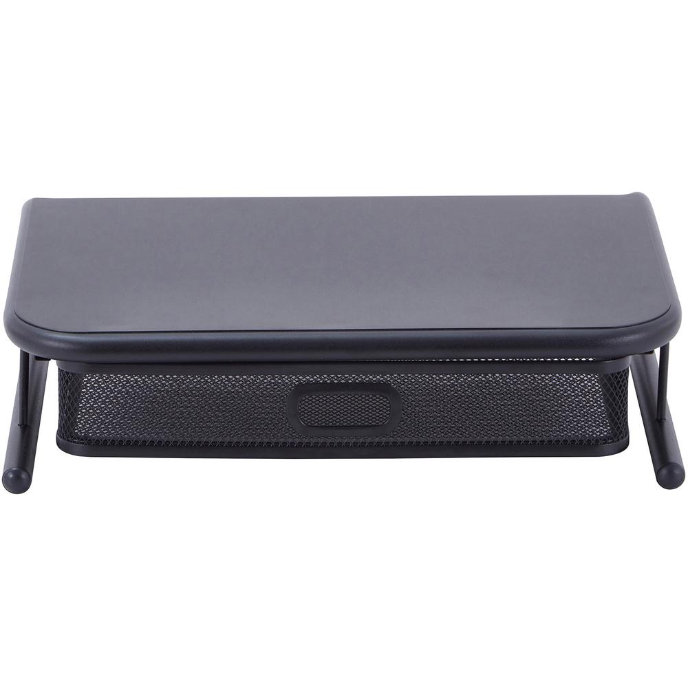 Lorell Mesh Wire Monitor Stand - Desktop - Powder Coated - Steel - Black