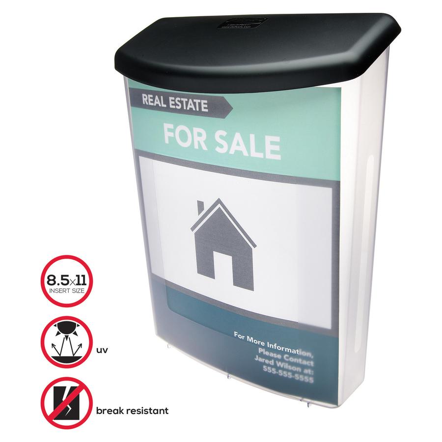 Deflecto Outdoor Literature Box - 13.1'' Height x 10'' Width x 4.5'' Depth - Break Resistant, Water Proof - Gray - Plastic - 1 Each - deflecto