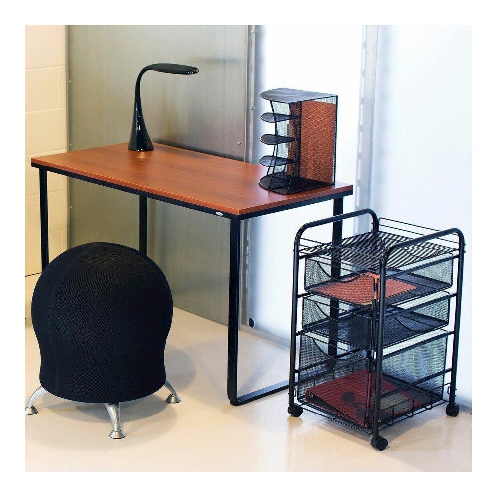 Safco Onyx Mesh Corner Organizer - 13'' Height x 15'' Width x 11'' Depth - Desktop - Black - Steel - 1 Each