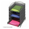 Safco 5-Compartment Mesh Desktop Organzier - Compartment Size : 1.75'' x 9.50'' x 12.25'' - 15.25'' Height x 10.25'' Width x 12.75'' Depth - Desktop - Stackable - Powder Coated - Black - Steel - 1 Each