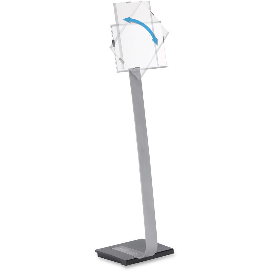 DURABLE INFO SIGN Letter Floor Stand - 8.5'' x 11'' Sign - 40.5'' - 46.5'' Height - Rectangular Shape - Acrylic, Stainless Steel - Updateable - Silver - 1 Pack - Durable
