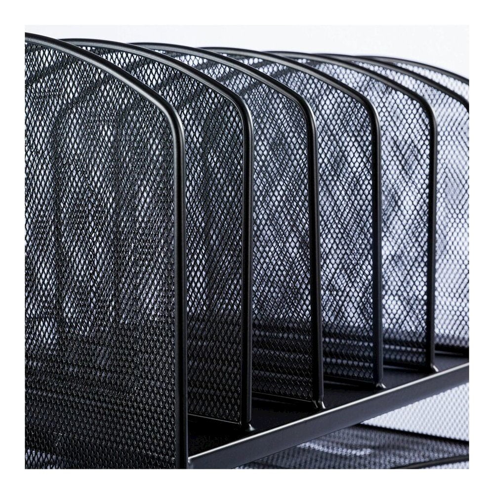 Lorell Mesh Desk Organizer - 8 Compartment(s) - Sturdy - Powder Coated - Black - Steel - 1 Each
