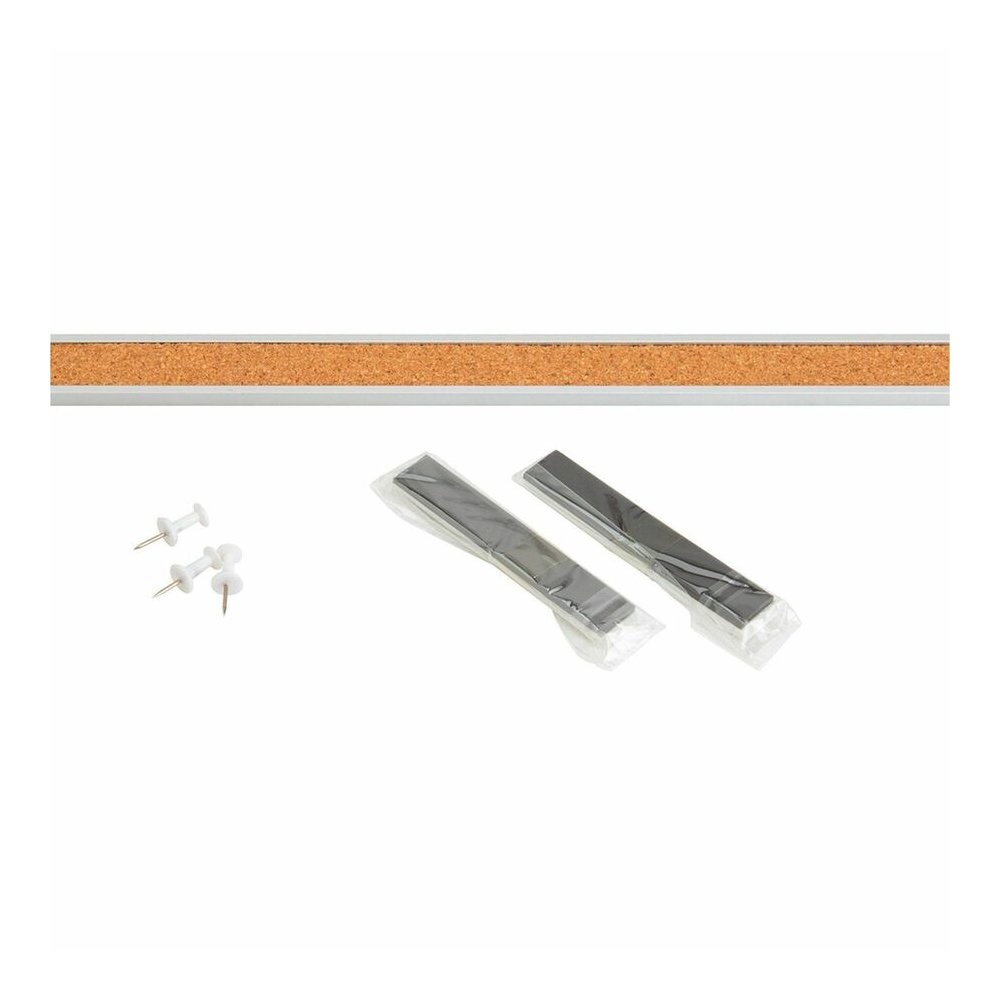 Lorell Cork Strip Bulletin Bars - 18'' Board Width - Cork Surface - Self-healing, Fade Resistant, Self-sealing - Anodized Aluminum Frame - 3 / Bundle