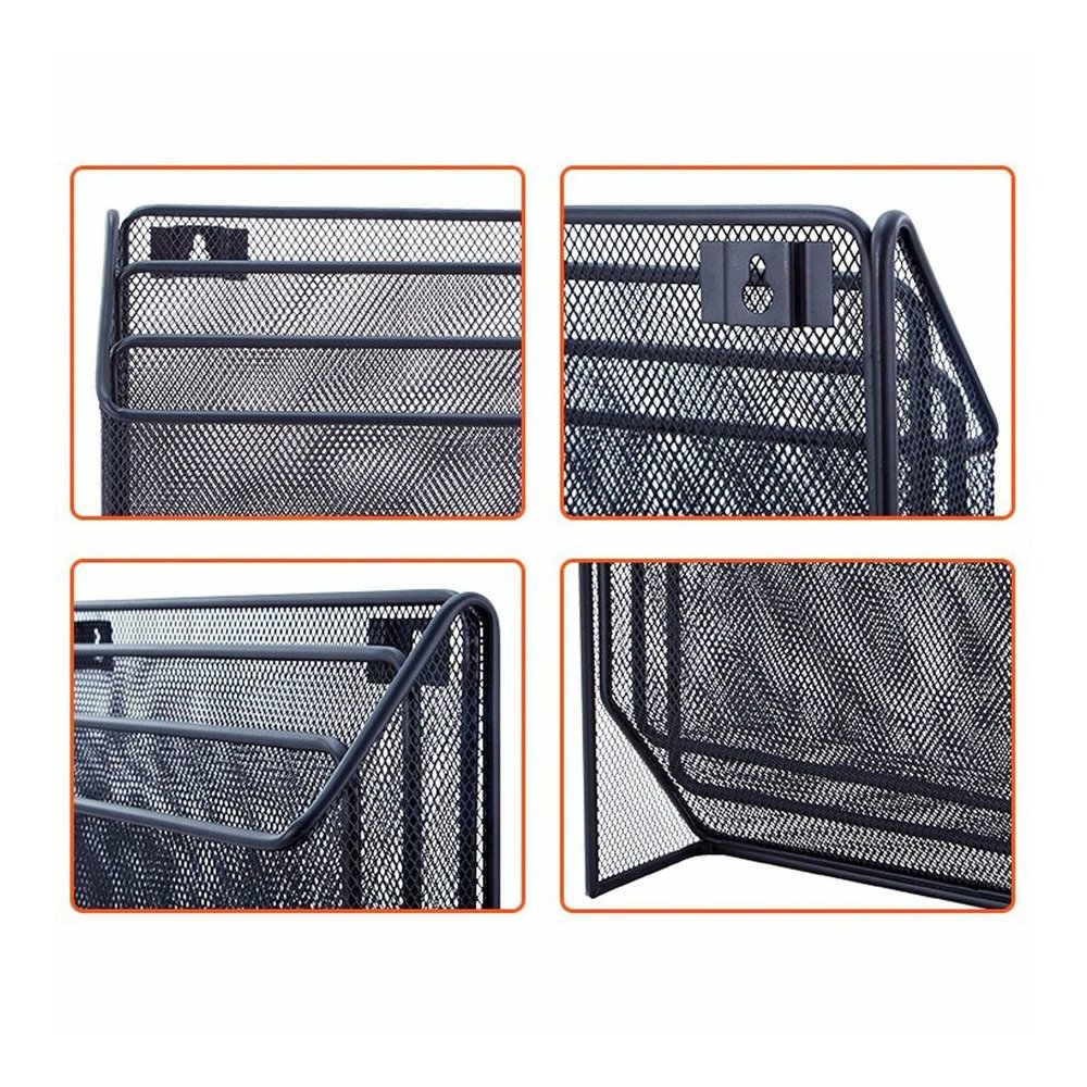 Lorell Mesh Desktop Organizer - 3 Tier(s) - 11.42'' Height x 3.54'' Width x 12.72'' Length - Desktop - Durable - Black - Metal - 1 Each