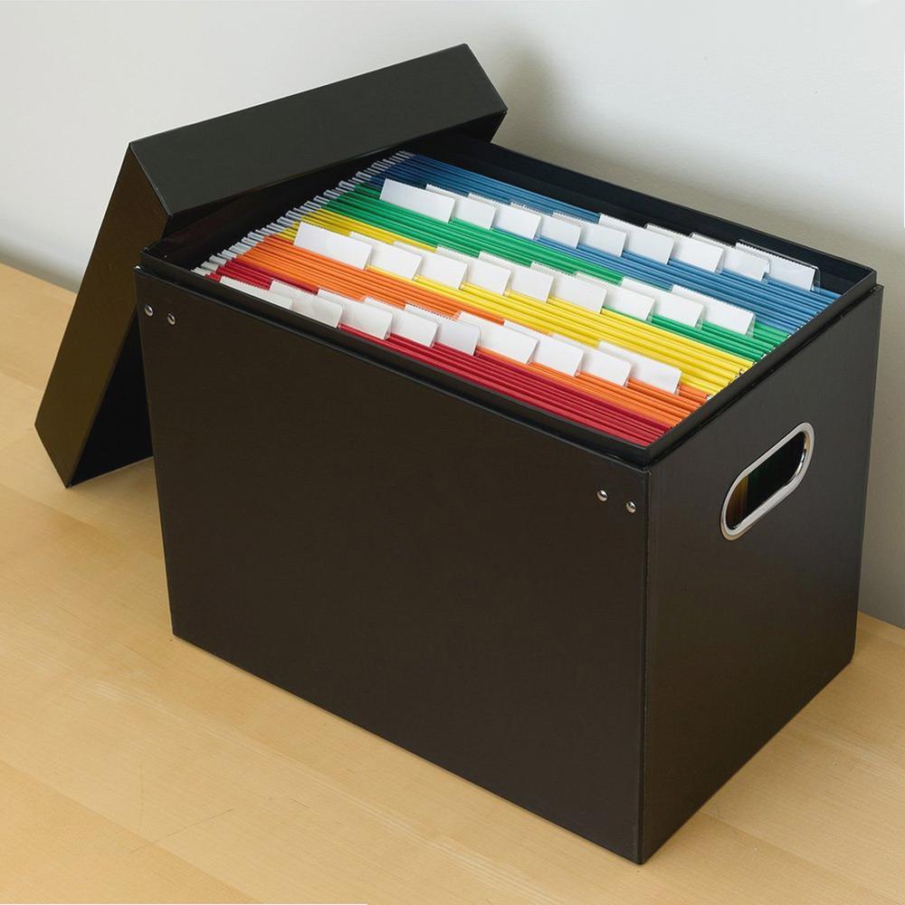 Business Source 1/5 Tab Cut Letter Recycled Hanging Folder - 8 1/2'' x 11'' - Top Tab Location - Blue, Green, Orange, Red, Yellow - 10% Recycled - 25 / Box