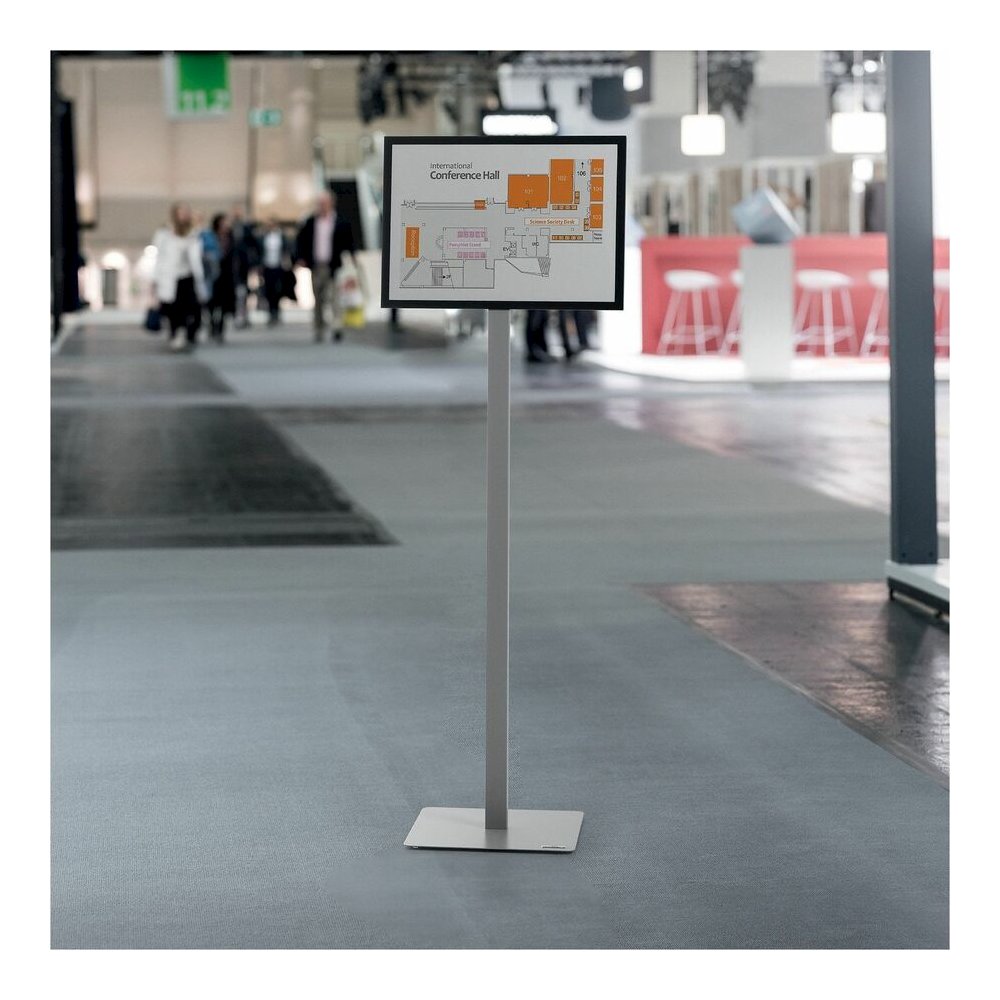 DURABLE Info Basic Floor Stand - Floor - Charcoal Gray - For Reception Area, Waiting Room, Lobby, Trade Show - Double-sided, Weighted Base, Magnetic - Durable