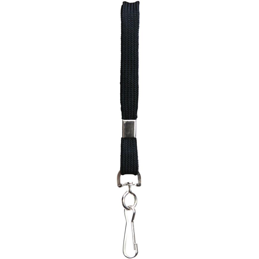 SICURIX Shoelace-style Flat Hook Lanyard - 100 / Box - 36'' Length - Black