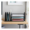Safco Onyx 3 Tray/3 Upright Section Desk Organizer - 5 Compartment(s) - 8.25'' Height x 19.50'' Width x 11.50'' Depth - Desktop - Powder Coated - Black - Steel - 1 Each