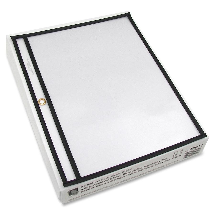 C-Line Shop Shop Ticket Holders, Stitched - Both Sides Clear, Open Long Side, 11 x 8-1/2, 25/BX, 49911