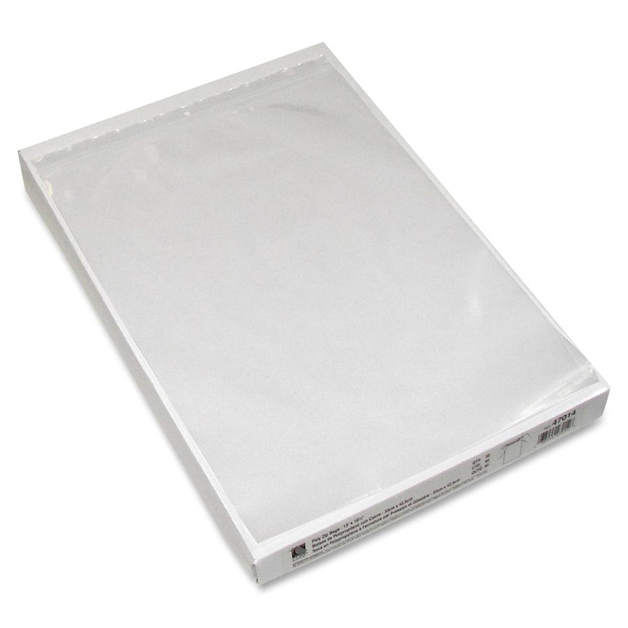 C-Line Heavyweight Industrial Poly Zip Bags - Oversized For Green Bar Computer Paper, 13 x 16-3/4 x 2, 50/BX, 47014