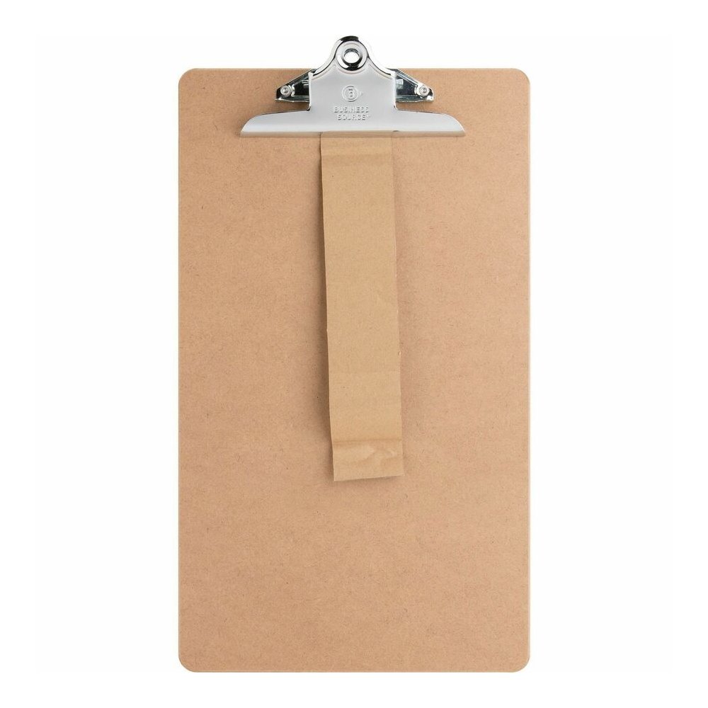 Business Source Hardboard Clipboard - 9'' x 15 1/2'' Sheet Size - Hardboard - Brown - 6 / Bundle