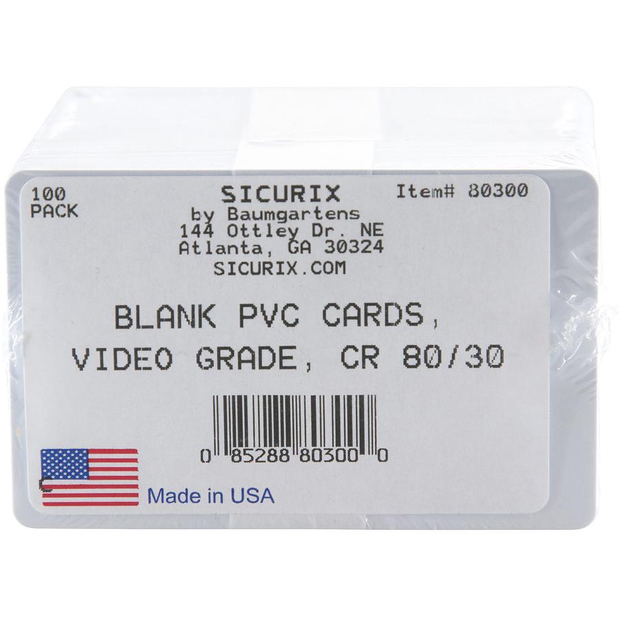 SICURIX PVC ID Card - 2.12'' x 3.37'' Length - 100 - White