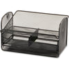 Safco Onyx Mesh Telephone Stand - 7'' Height x 11.8'' Width x 9.3'' DepthDesktop - Adjustable - Black - Steel - 1 Each
