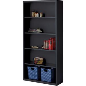 Lorell Fortress Series Bookcase - 34.5'' x 13'' x 72'' - 5 x Shelf(ves) - Black - Powder Coated - Steel - Recycled