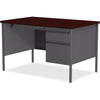 Lorell Fortress Series 48'' Right Single-Pedestal Desk - Laminated Rectangle, Mahogany Top - 30'' Table Top Length x 48'' Table Top Width x 1.13'' Table Top Thickness - 29.50'' Height - Assembly Required -