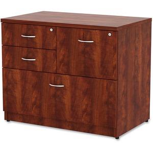 Lorell Essentials Series Box/Box/File Lateral File - 1'' Side Panel, 0.1'' Edge, 35.5'' x 22''29.5'' Lateral File - 4 x Box, File Drawer(s) - Cherry Laminate Table Top - Versatile, Ball Bearing Glide, Draw