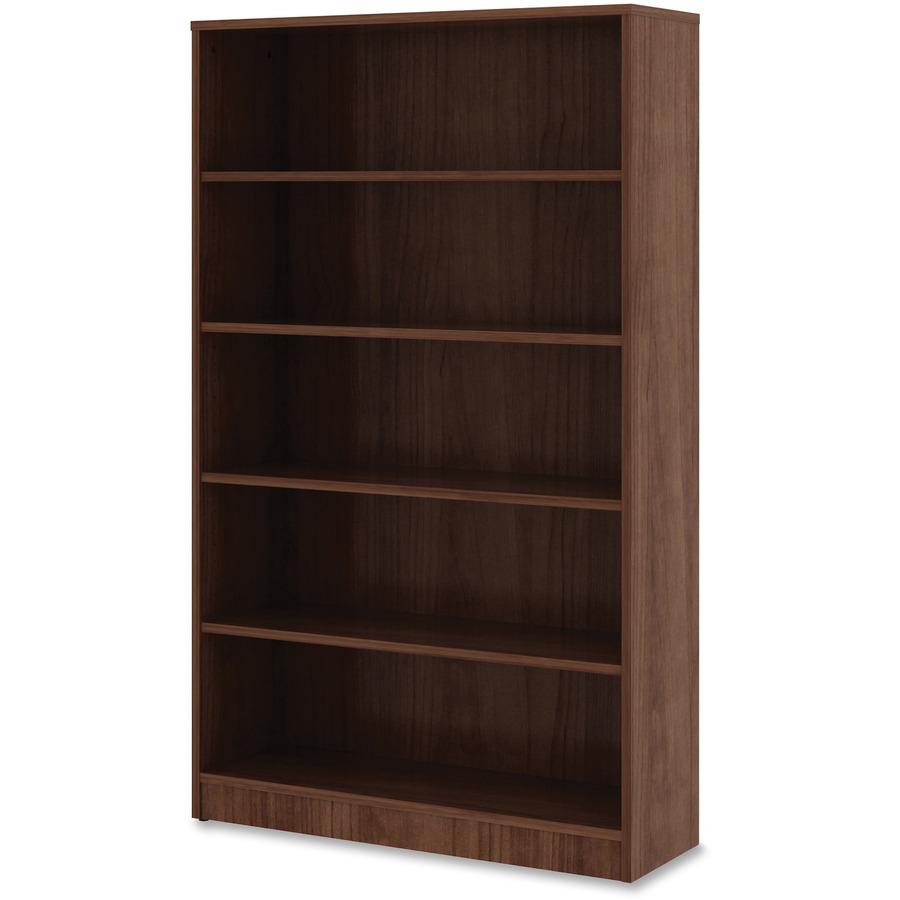 Lorell Laminate Bookcase - 0.8'' Shelf, 36'' x 12''60'' - 5 Shelve(s) - 4 Adjustable Shelf(ves) - Square Edge - Material: Thermofused Laminate (TFL) - Finish: Walnut