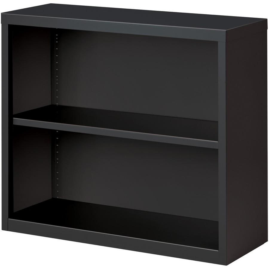 Lorell Fortress Series Bookcase - 34.5'' x 12.6''30'' - 2 Shelve(s) - Material: Steel - Finish: Charcoal, Powder Coated - Adjustable Shelf, Welded, Durable