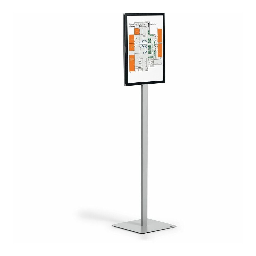 DURABLE Info Basic Floor Stand - Floor - Charcoal Gray - For Reception Area, Waiting Room, Lobby, Trade Show - Double-sided, Weighted Base, Magnetic - Durable