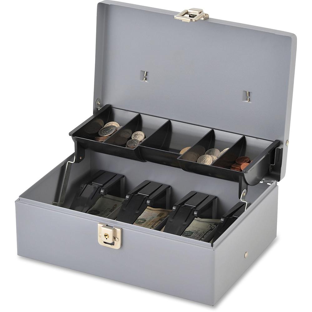 Sparco Controller Cash Box - 5 Coin - Gray - 3.4'' Height x 11.4'' Width x 7.5'' Depth