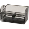 Safco Onyx Mesh Telephone Stand - 7'' Height x 11.8'' Width x 9.3'' DepthDesktop - Adjustable - Black - Steel - 1 Each