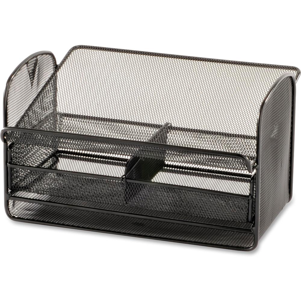 Safco Onyx Mesh Telephone Stand - 7'' Height x 11.8'' Width x 9.3'' DepthDesktop - Adjustable - Black - Steel - 1 Each