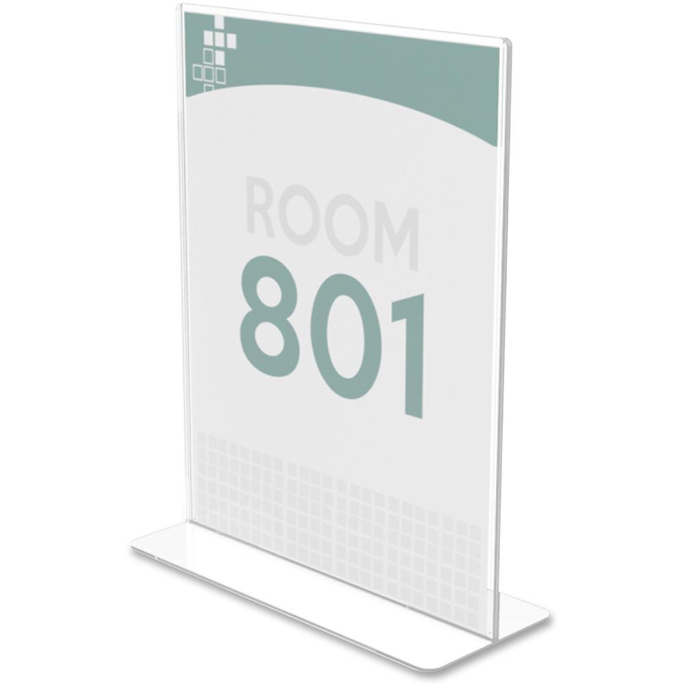 Deflecto Superior Image Double-Sided Sign Holder - Support 8.50'' x 11'' Media - Plastic - 1 Each - Clear - deflecto