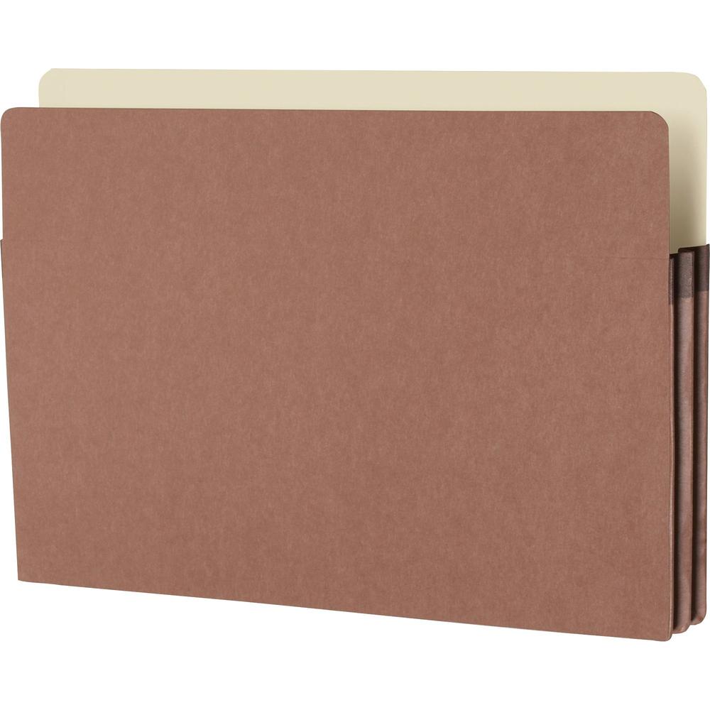 Business Source Straight Tab Cut Legal Recycled File Pocket - 8 1/2'' x 14'' - 1 3/4'' Expansion - Redrope - Redrope - Tear Proof, Tyvek Gusset, Reinforced Gusset - 30% Recycled - 25 / Box