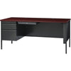 Lorell Fortress Series Left-Pedestal Desk - Rectangle Top - 66'' Table Top Width x 30'' Table Top Depth x 1.12'' Table Top Thickness - 29.50'' HeightAssembly Required - Laminated, Mahogany - Steel - 1 Eac