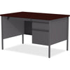 Lorell Fortress Series 48'' Right Single-Pedestal Desk - Laminated Rectangle, Mahogany Top - 30'' Table Top Length x 48'' Table Top Width x 1.13'' Table Top Thickness - 29.50'' Height - Assembly Required -