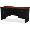 Lorell Fortress Modular Series Double-pedestal Credenza - 60'' x 24'' , 1.1'' Top - 2 x Box, File Drawer(s) - Double Pedestal - Material: Steel - Finish: Walnut Laminate, Black - Scratch Resistant, Stain