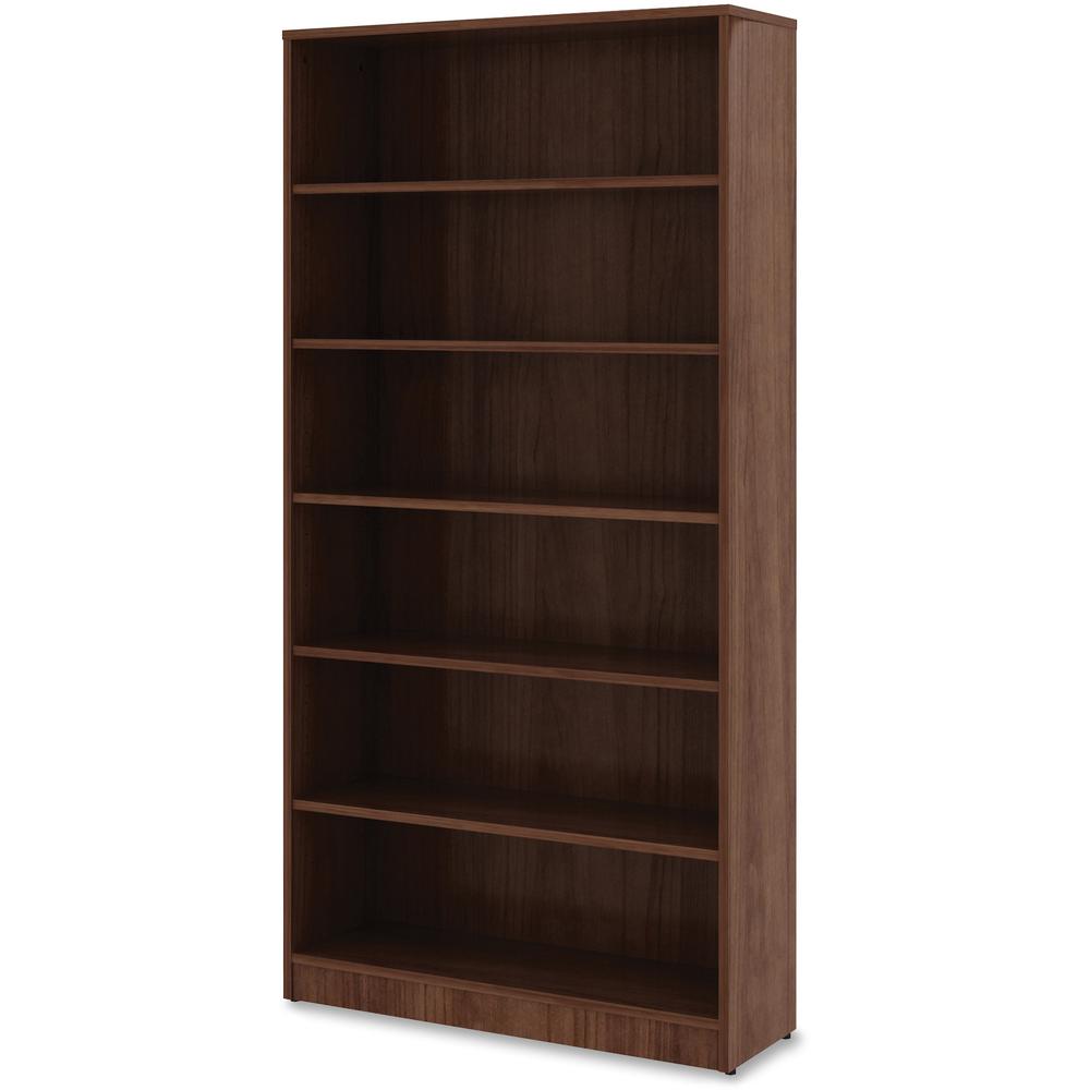 Lorell Laminate Bookcase - 6 Shelf(ves) - 72'' Height x 36'' Width x 12'' Depth - Sturdy, Adjustable Feet, Adjustable Shelf - Thermofused Laminate (TFL) - Walnut - Laminate - 1 Each