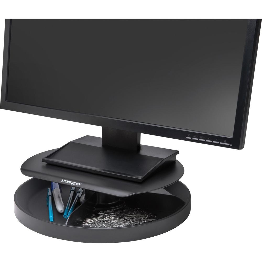Kensington SmartFit Spin2 Monitor Stand - 40 lb Load Capacity - Flat Panel Display Type Supported - 3.1'' Height x 12.6'' Width x 12.6'' Depth - Desktop - Black - Ergonomic