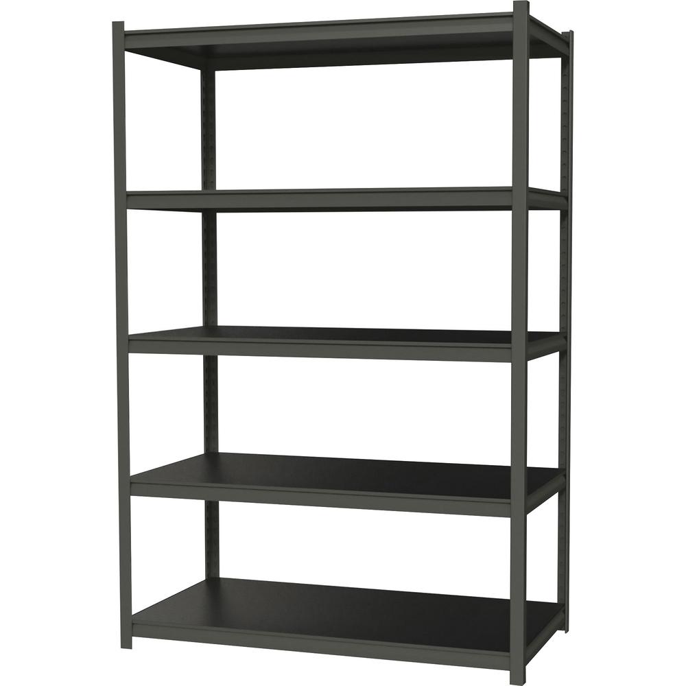 Lorell Iron Horse 3200 lb Capacity Riveted Shelving - 5 Shelf(ves) - 72'' Height x 48'' Width x 18'' Depth - 30% Recycled - Black - Steel, Laminate - 1 Each