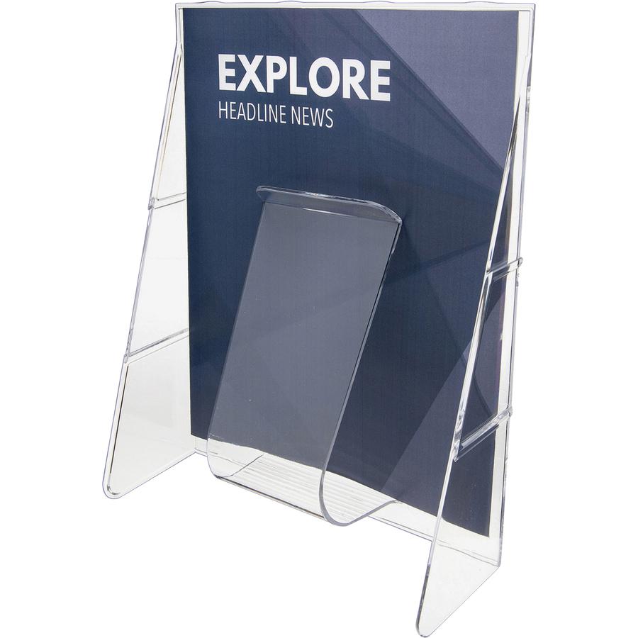 Deflecto Stand-Tall Literature Display - 1 Pocket(s) - 11.8'' Height x 9.1'' Width x 2.8'' DepthDesktop - Clear - Plastic - 1 Each - deflecto