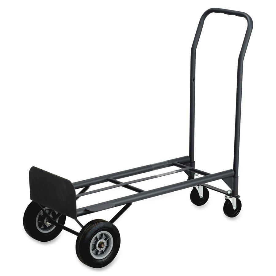 Safco Tuff Truck Convertible - 500 lb Capacity - 8'' Caster Size - x 18.5'' Width x 12'' Depth x 52'' Height - Steel Frame - Black - 1 Each