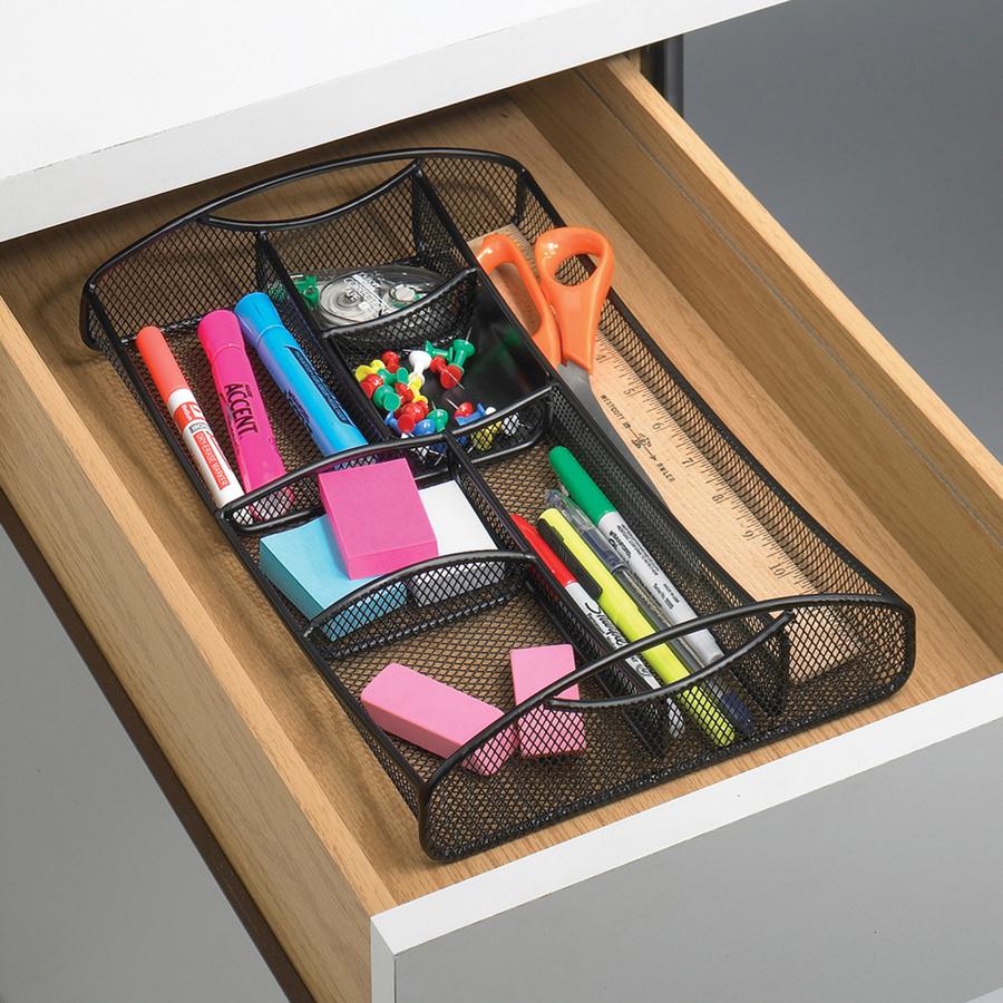 Safco Mesh Drawer Organizer - 7 Compartment(s) - 2.75'' Height x 13'' Width x 8.75'' Depth - Black - Steel - 1 Each