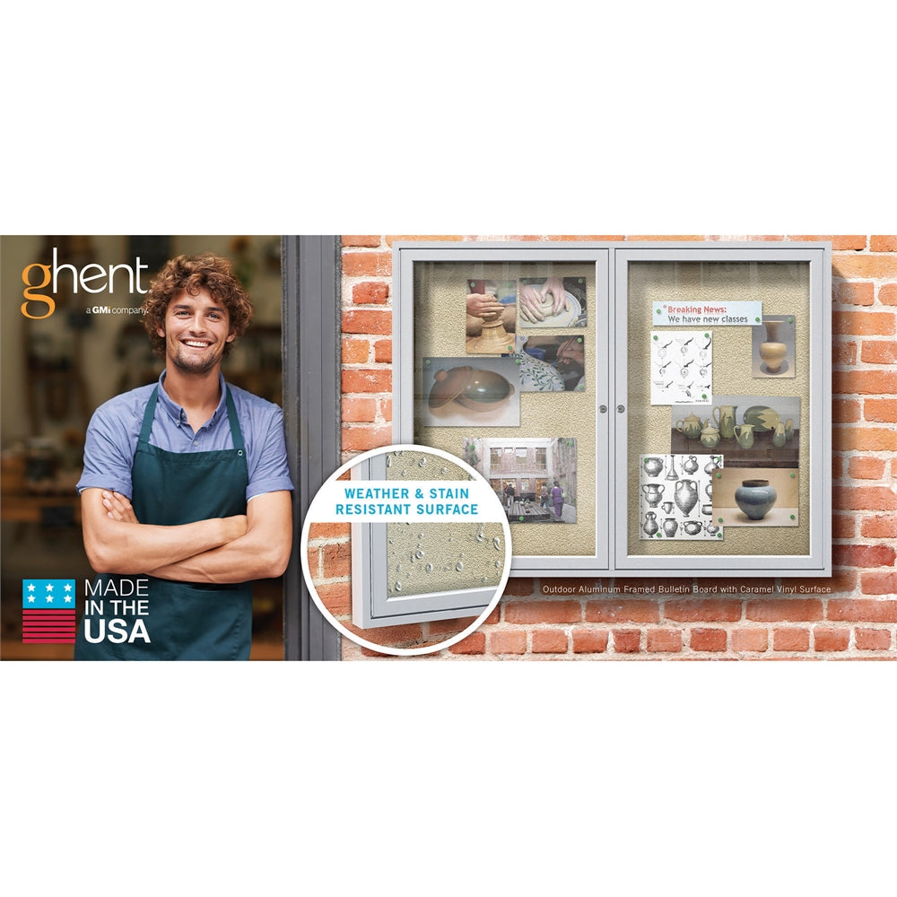 Ghent Outdoor Letterboards - 24'' Height x 36'' Width - Weather Resistant, Shatter Resistant, Lock, Water Resistant, Mounting System - Silver Aluminum Frame - 1 Each