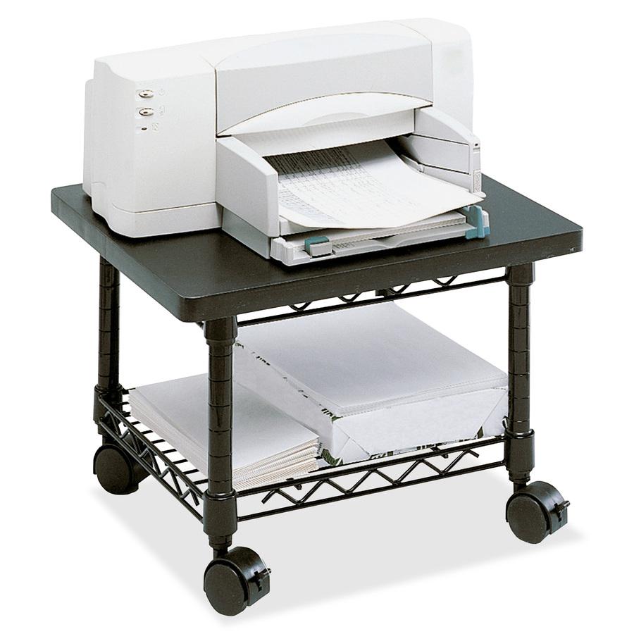 Safco Under Desk Printer/Fax Stand - 300 lb Load Capacity - 13.5'' Height x 19'' Width x 16'' Depth - Floor - Laminate, Powder Coated - Steel - Black