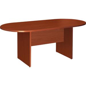 Lorell Essentials Oval Conference Tabletop - 94.5'' x 47.3'' x 1.3'' x 1'' - Finish: Cherry, Laminate