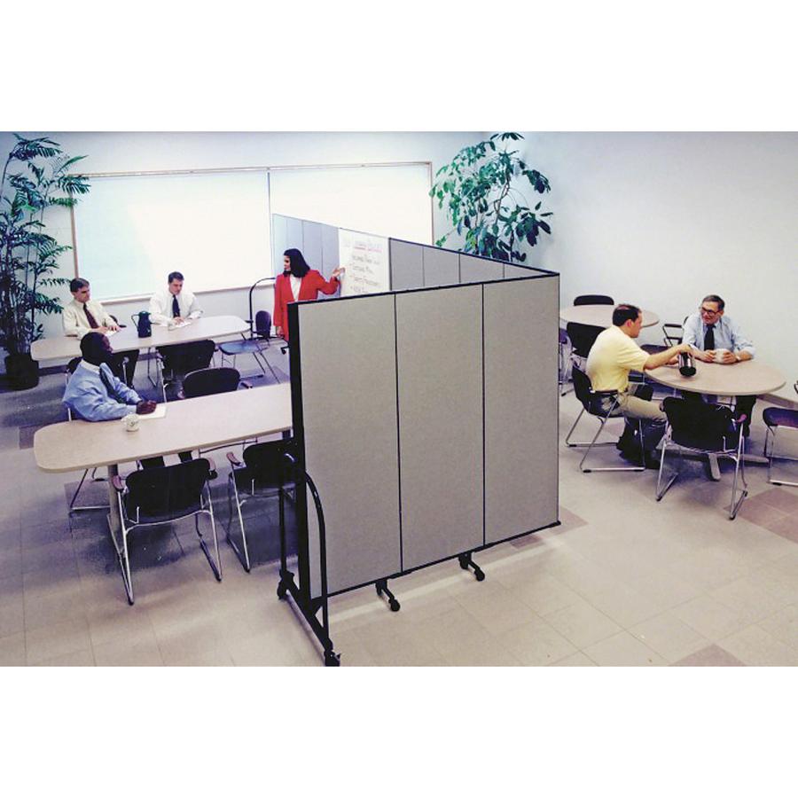 Screenflex Portable Room Dividers - 72'' Height x 24.1 ft Length - Black Metal Frame - Polyester - Stone - 1 Each