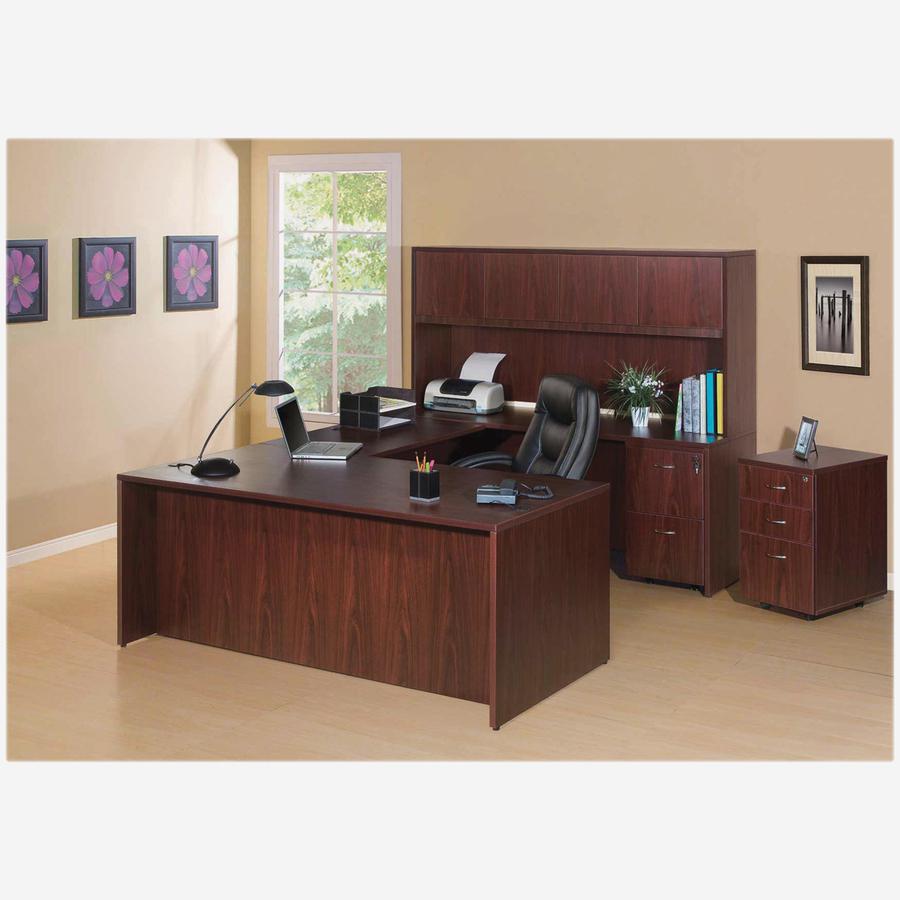 Lorell Essentials Series Rectangular Desk Shell - 47.3'' x 23.6'' x 29.5'' - Finish: Laminate, Mahogany - Leveling Glide