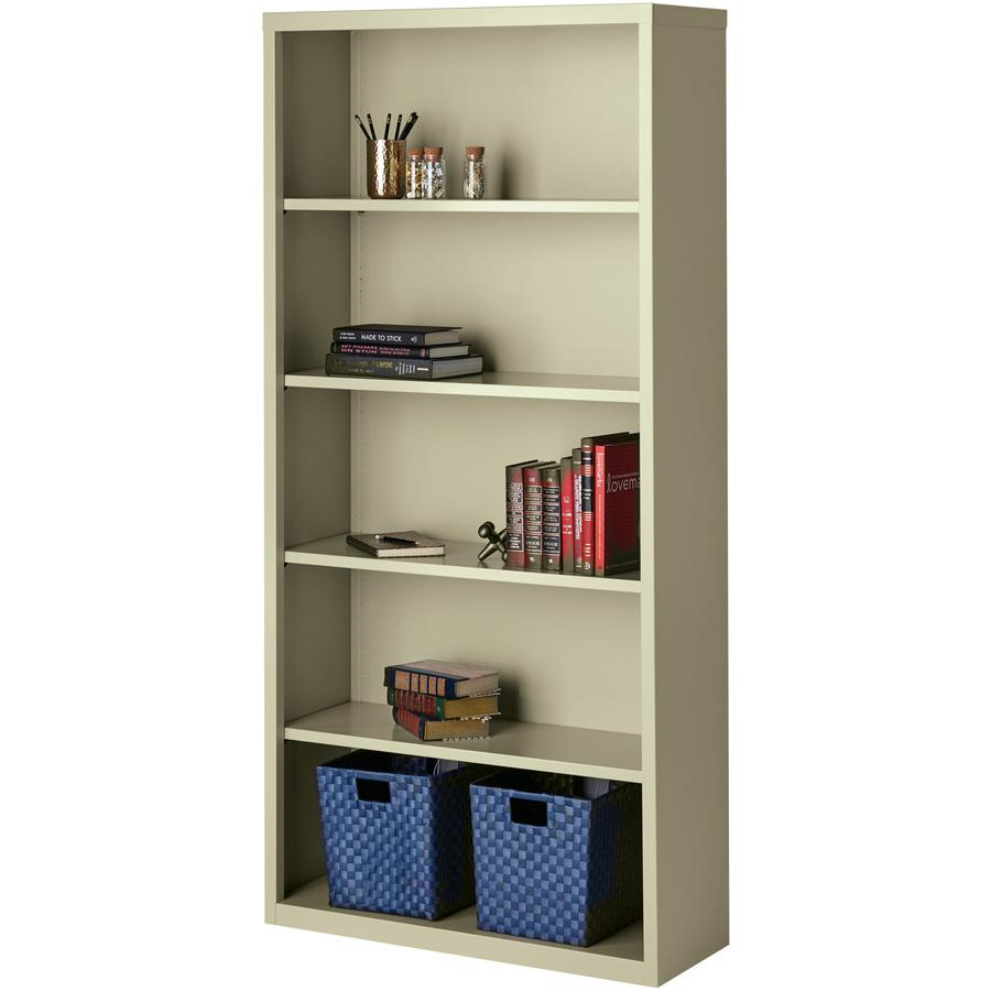 Lorell Fortress Series Bookcase - 34.5'' x 13'' x 72'' - 6 x Shelf(ves) - Putty - Powder Coated - Steel - Recycled