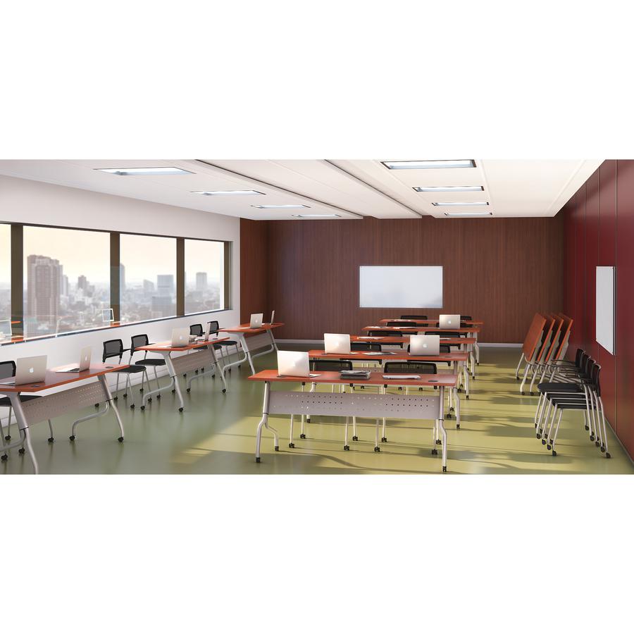 Lorell Flip Top Training Table - Rectangle Top - Four Leg Base - 4 Legs x 23.60'' Table Top Width x 60'' Table Top Depth - 29.50'' Height x 59'' Width x 23.63'' Depth - Cherry - Nylon - Melamine Top Materi