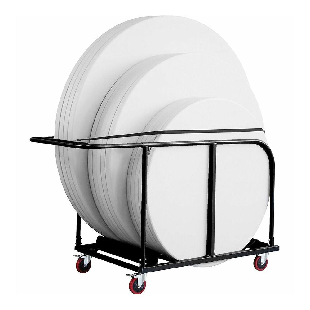 Lorell Round Planet Table Trolley Cart - Steel - 52'' Width x 32.75'' Depth x 40.16'' Height - Charcoal - For 16 Devices - 1 Each