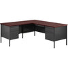 Lorell Fortress Series 66'' Right-Pedestal Desk - Laminated Rectangle, Walnut Top - 30'' Table Top Length x 66'' Table Top Width x 1.13'' Table Top Thickness - 29.50'' Height - Assembly Required - Black Wa