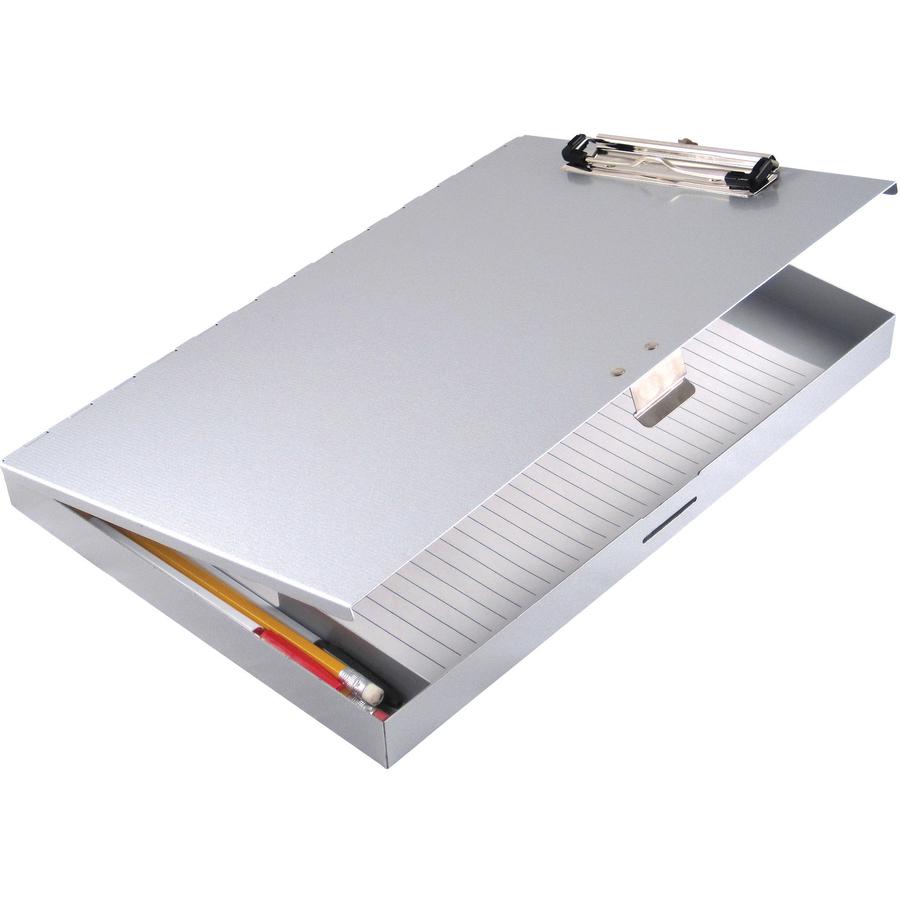 Saunders Tuff Writer Recycled Aluminum Clipboard - 1'' Clip Capacity - Side Opening - 12'' - Aluminum - Silver - 1 Each